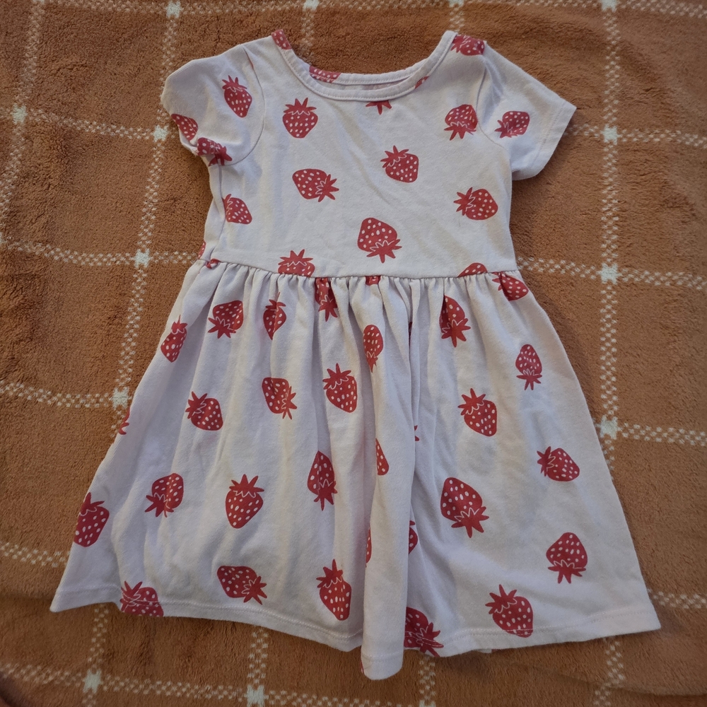 Cat & Jack Strawberry Print Dress - White and Red